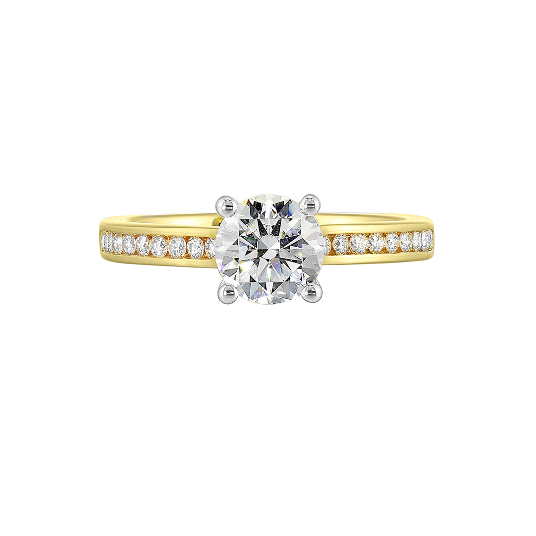 14Kt White Yellow Semi Mount 1/4Ctw For 1Ctw Round Center
