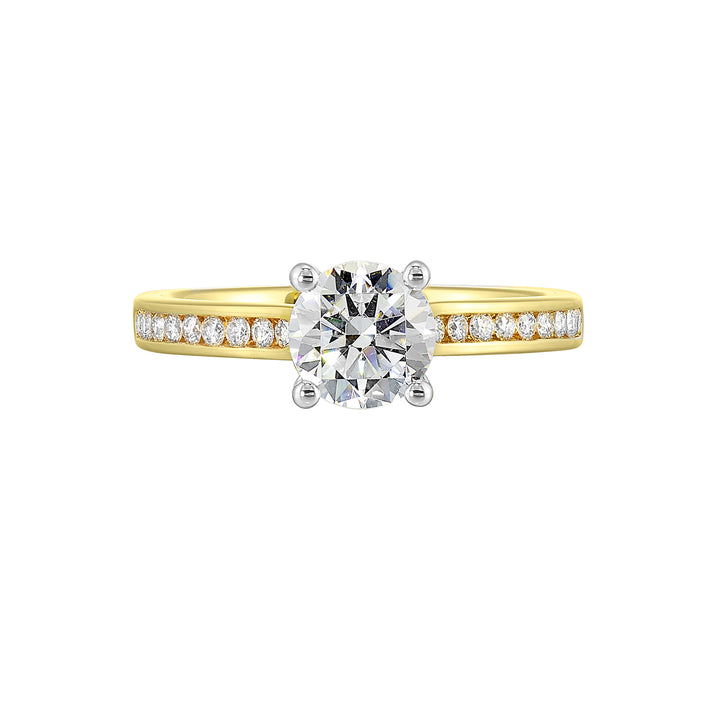 14Kt White Yellow Semi Mount 1/4Ctw For 1Ctw Round Center