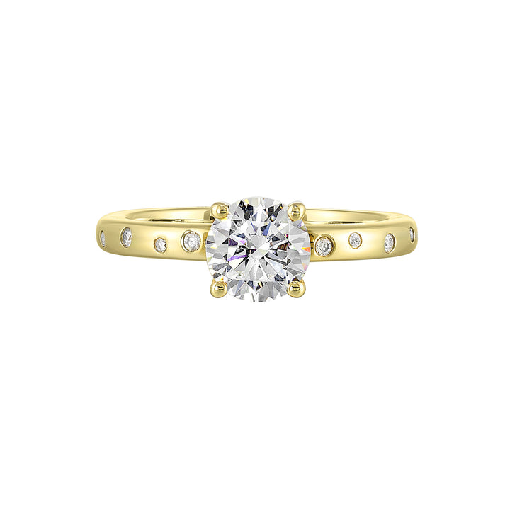 14Kt Yellow Semi Mount 1/20Ctw For 1Ctw Round Center