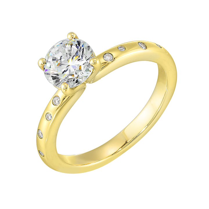 14Kt Yellow Semi Mount 1/20Ctw For 1Ctw Round Center