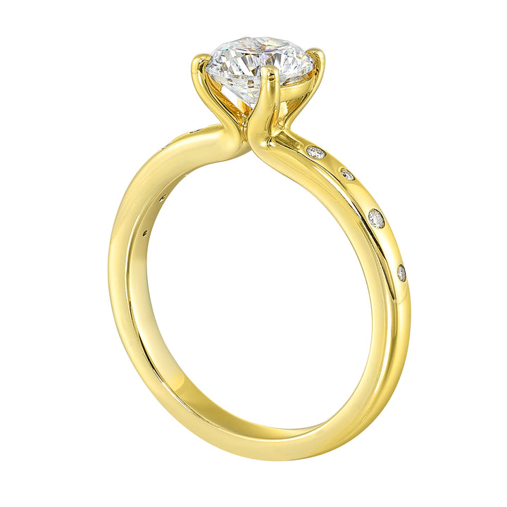 14Kt Yellow Semi Mount 1/20Ctw For 1Ctw Round Center