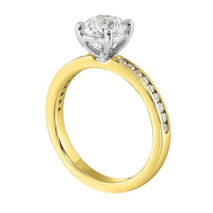 14Kt White Yellow Semi Mount 1/5Ctw For 1Ctw Round Center