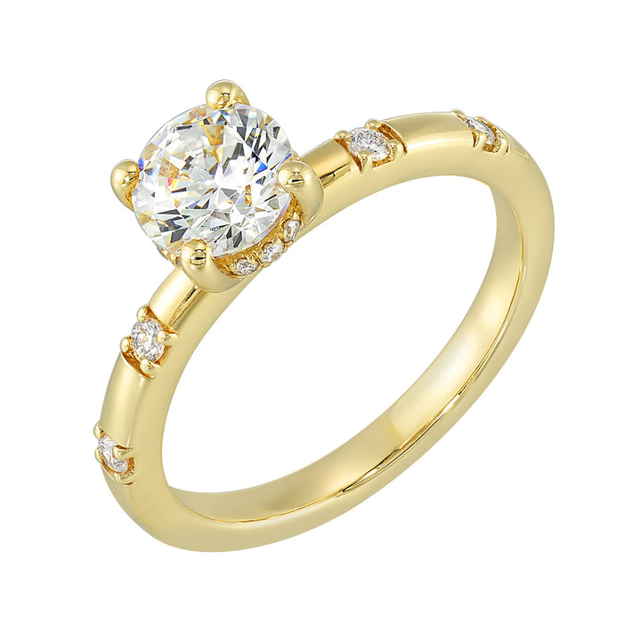 14Kt Yellow Semi Mount 1/7Ctw For 1Ctw Round Center