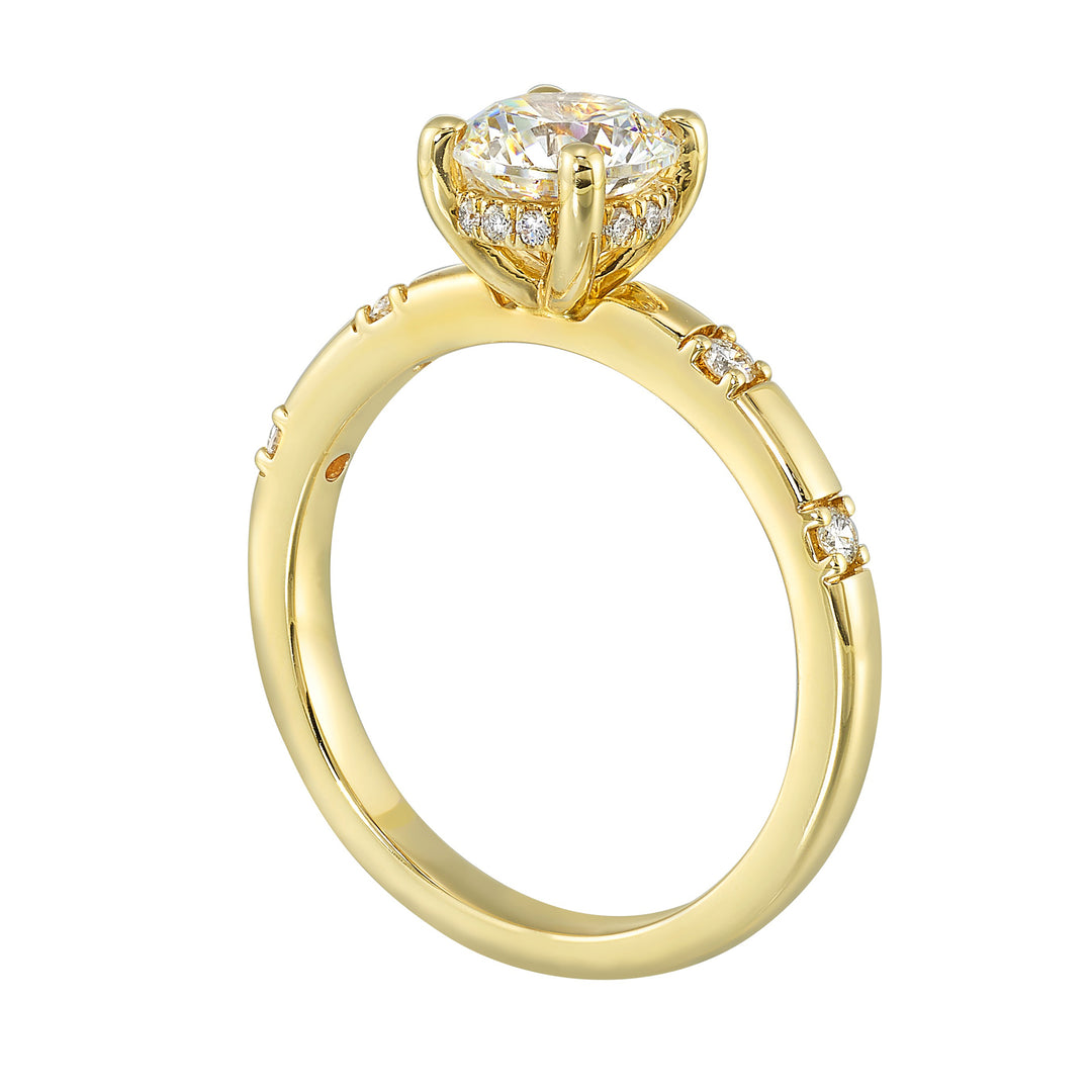 14Kt Yellow Semi Mount 1/7Ctw For 1Ctw Round Center