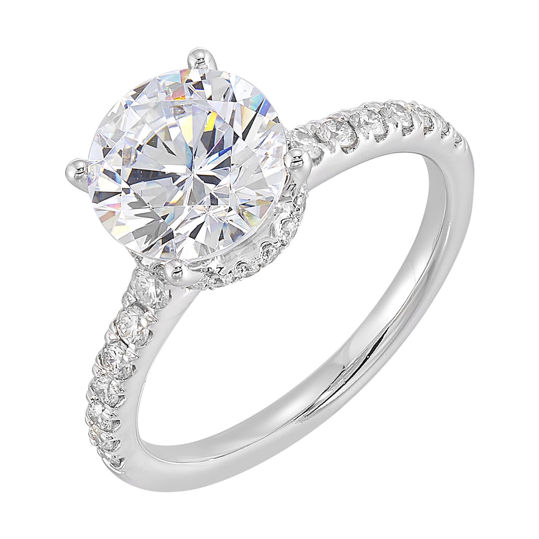 14Kt White Semi Mount 3/8Ctw For 3Ct Round Center