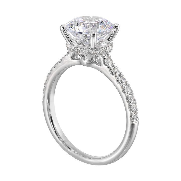 14Kt White Semi Mount 3/8Ctw For 3Ct Round Center