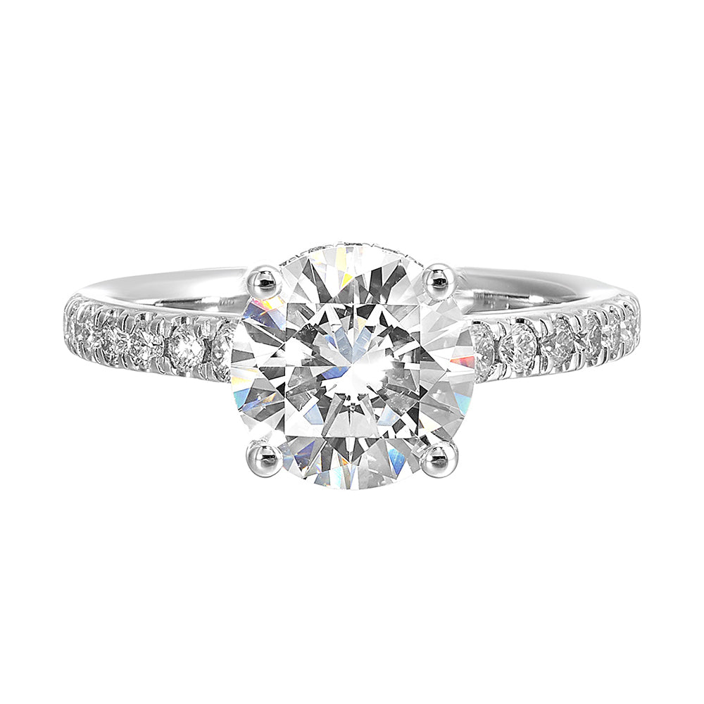 14Kt White Semi Mount 3/8Ctw For 1 1/2Ctw Round Center
