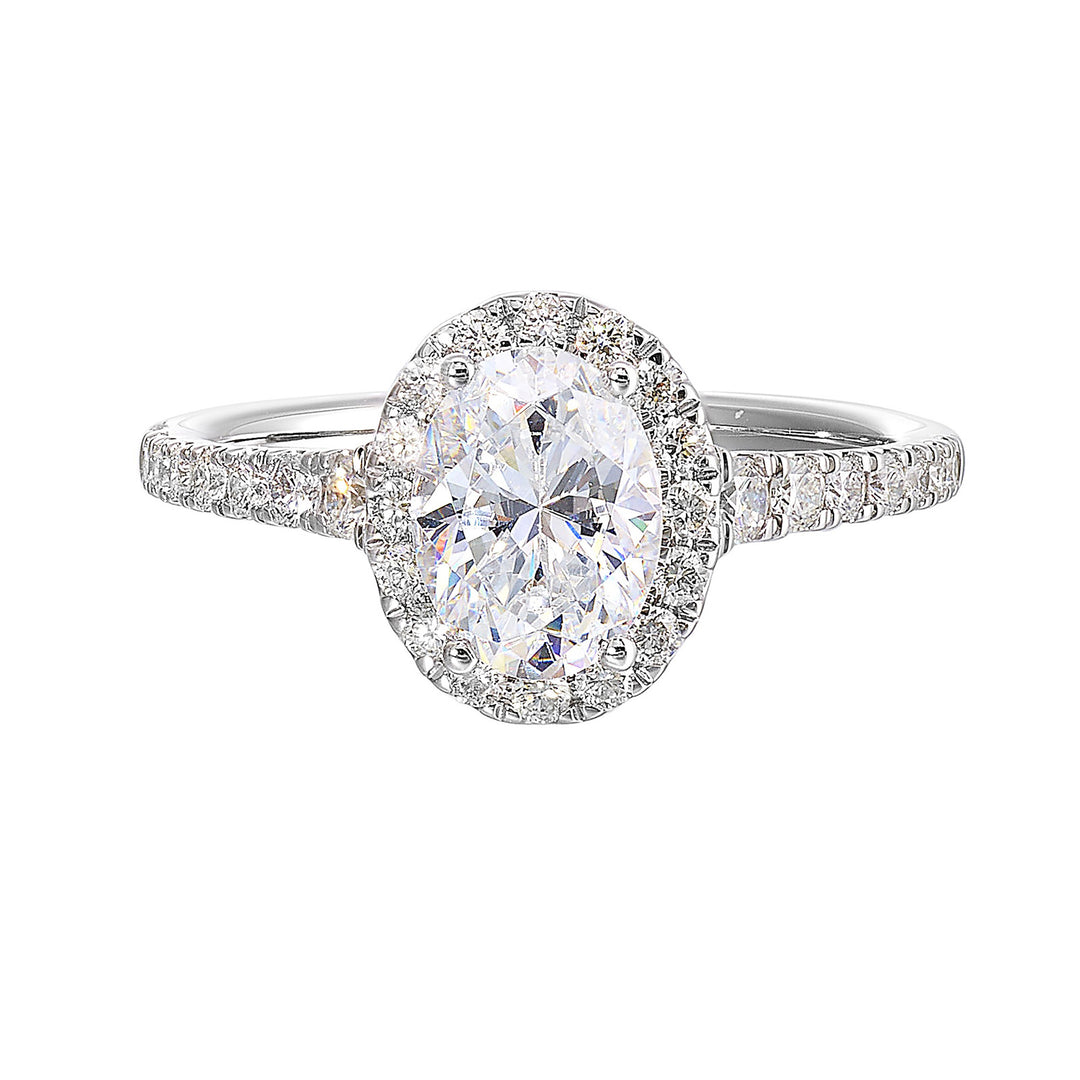 14Kt White Semi Mount 1/2Ctw For 1Ctw Oval Center
