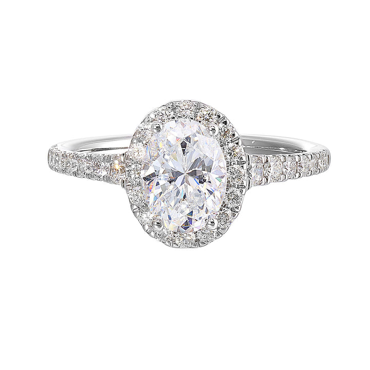 14Kt White Semi Mount 1/2Ctw For 1Ctw Oval Center