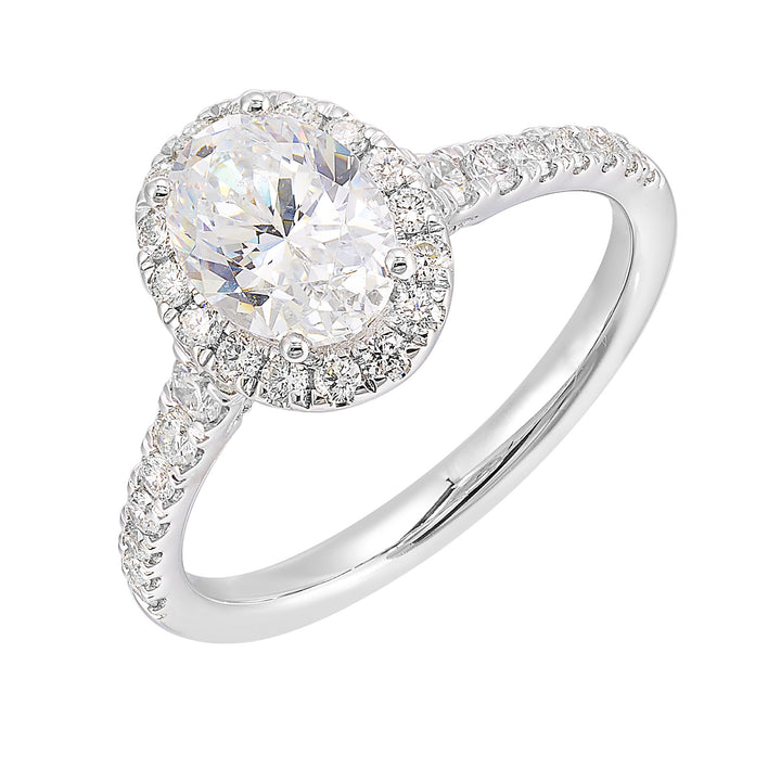 14Kt White Semi Mount 1/2Ctw For 1Ctw Oval Center