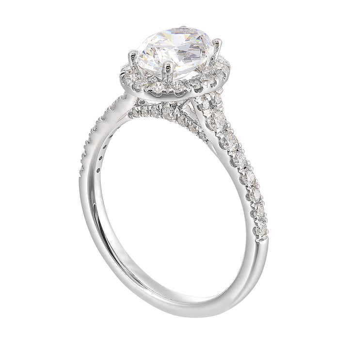 14Kt White Semi Mount 1/2Ctw For 1Ctw Oval Center