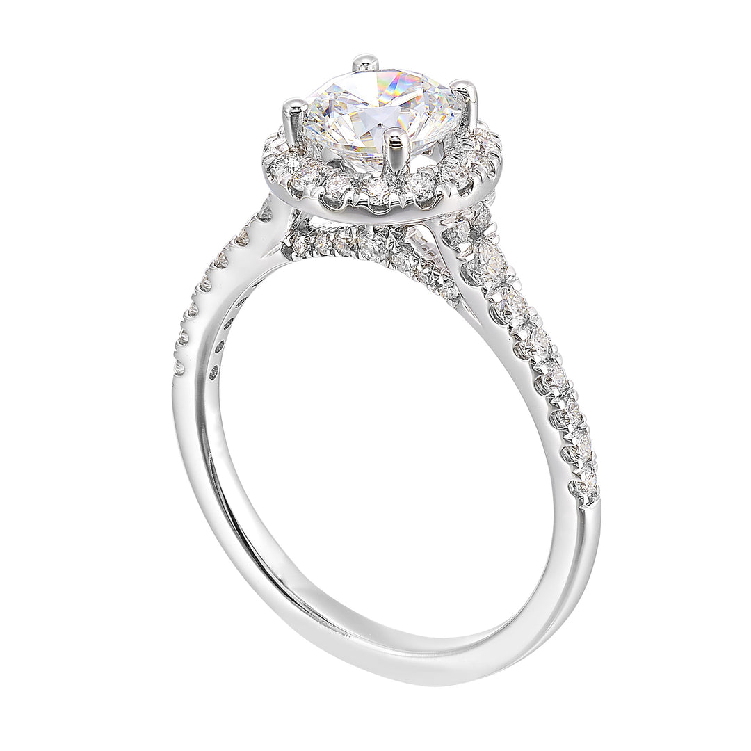 14Kt White Semi Mount 1/2Ctw For 1Ctw Round Center