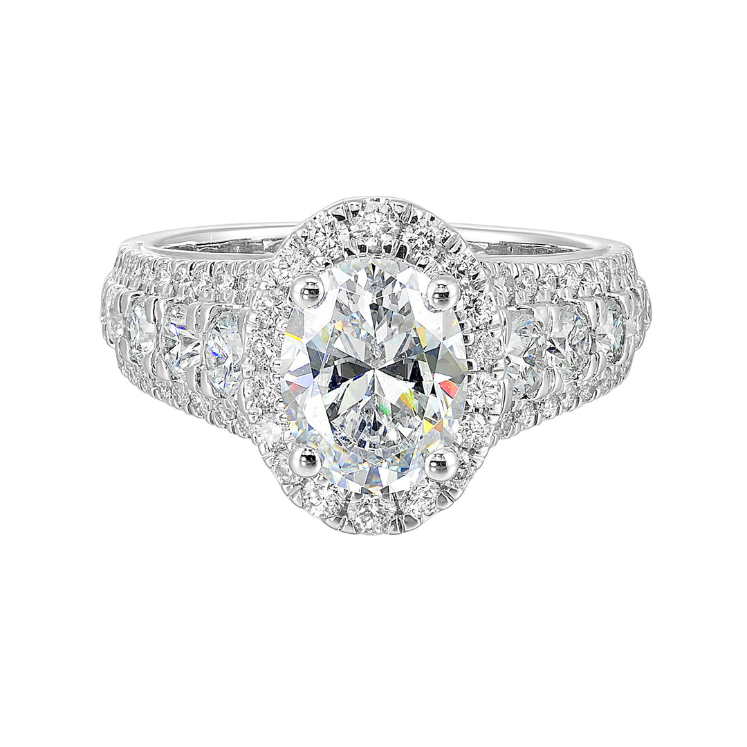 14Kt White Semi Mount 1 1/3Ctw For 2Ctw Oval Center