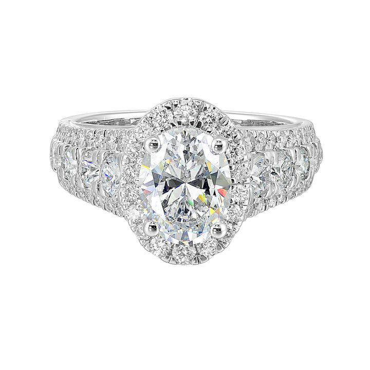 14Kt White Semi Mount 1 1/3Ctw For 2Ctw Oval Center