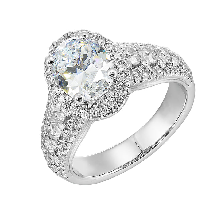 14Kt White Semi Mount 1 1/3Ctw For 2Ctw Oval Center