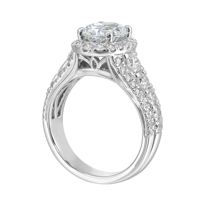 14Kt White Semi Mount 1 1/3Ctw For 2Ctw Oval Center