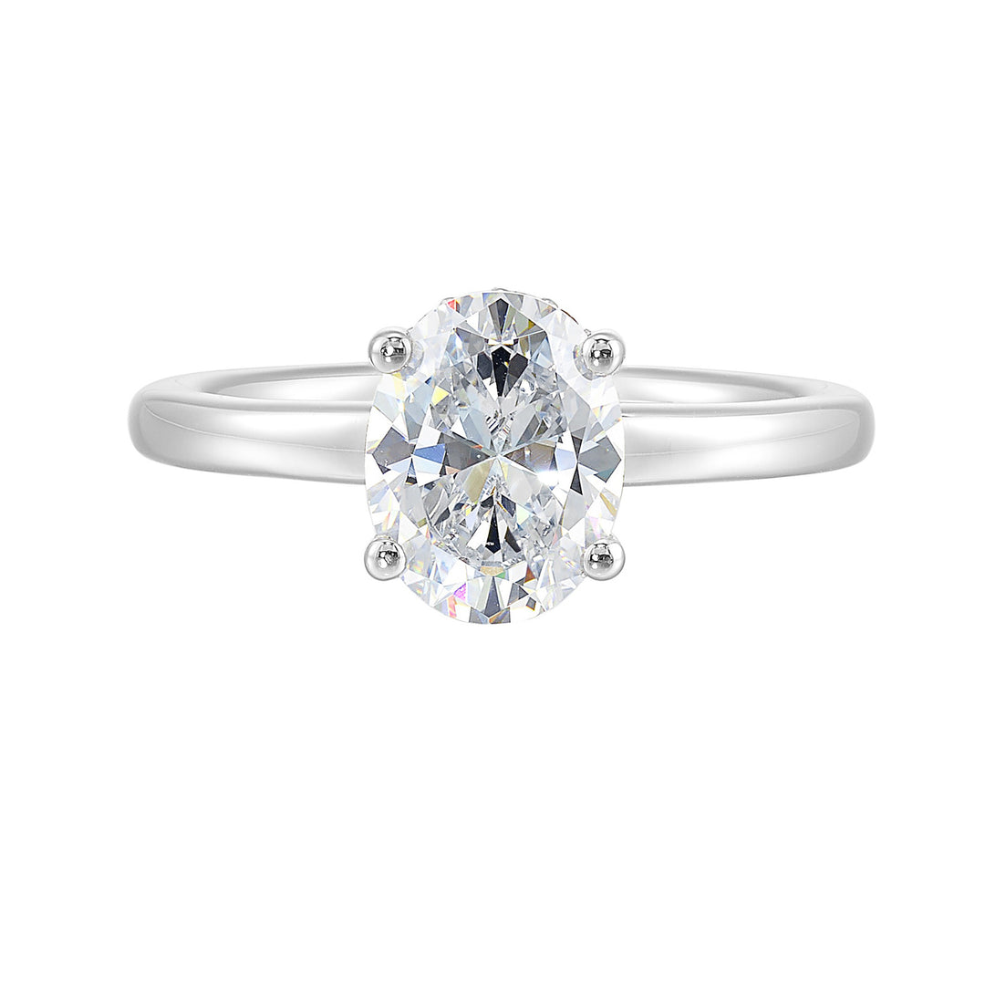14Kt White Semi Mount 1/8Ctw For 2Ctw Oval Center