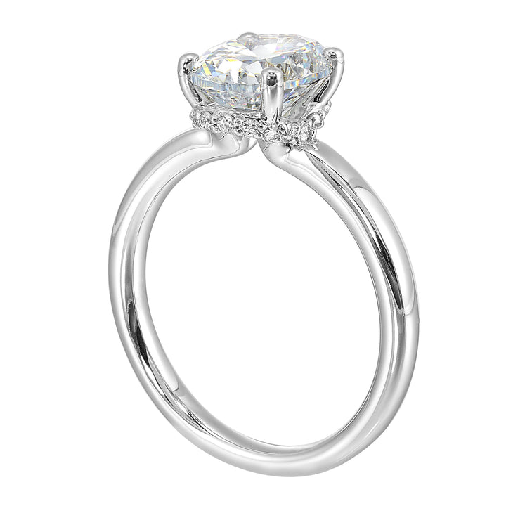 14Kt White Semi Mount 1/8Ctw For 2Ctw Oval Center