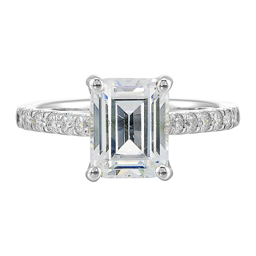 14Kt White Semi Mount 1/2Ctw For 3Ctw Emerald Cut Center