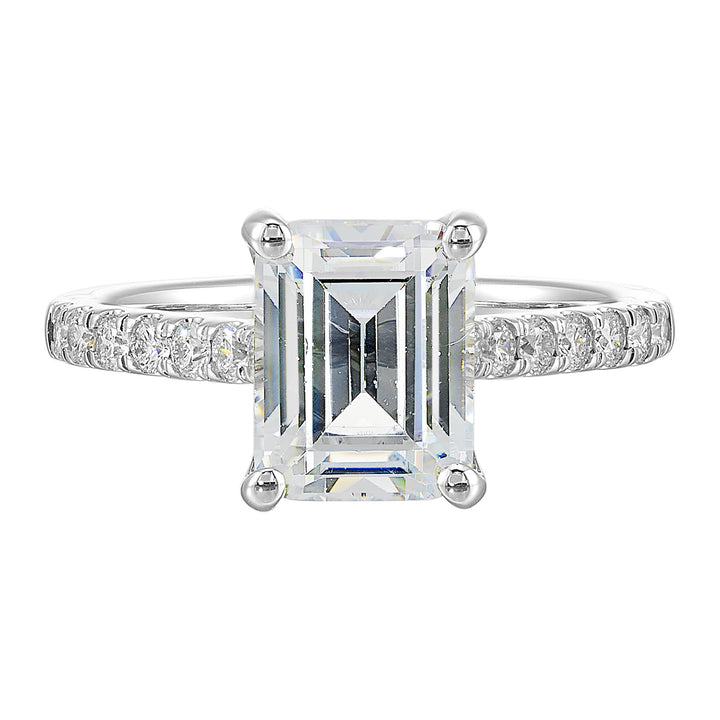 14Kt White Semi Mount 1/2Ctw For 3Ctw Emerald Cut Center