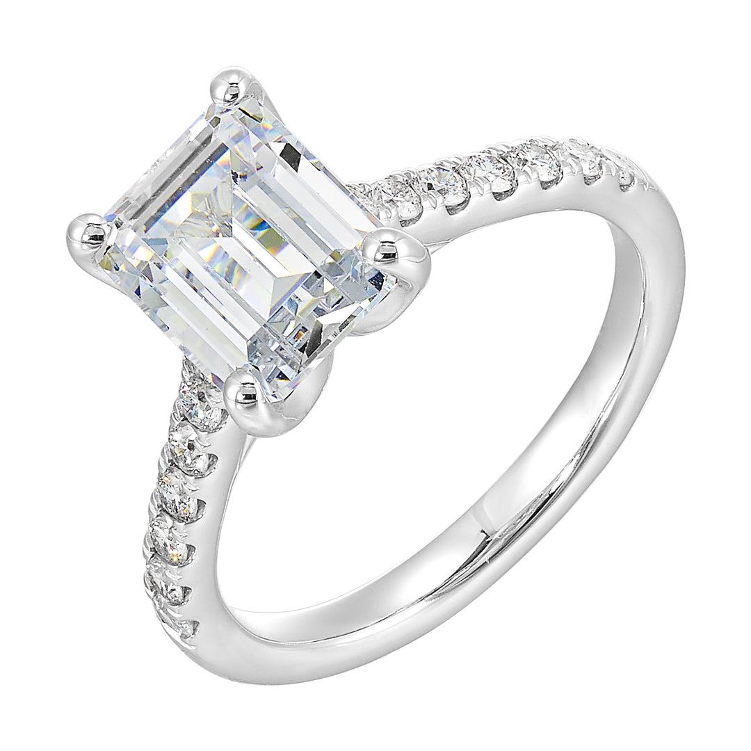14Kt White Semi Mount 1/2Ctw For 3Ctw Emerald Cut Center