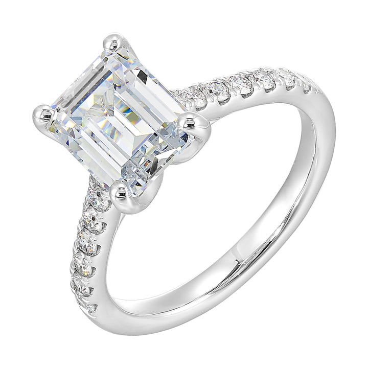 14Kt White Semi Mount 1/2Ctw For 3Ctw Emerald Cut Center
