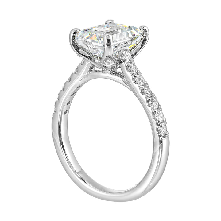 14Kt White Semi Mount 1/2Ctw For 3Ctw Emerald Cut Center