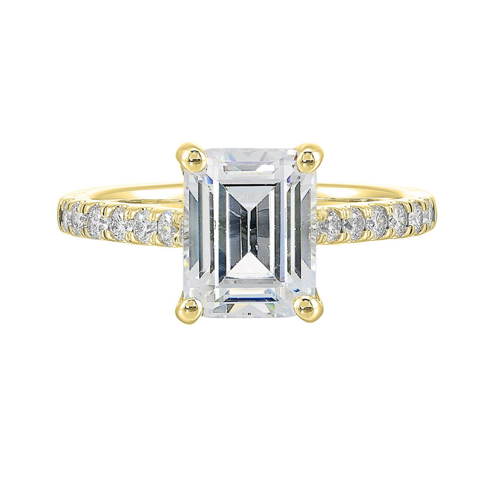 14Kt Yellow Semi Mount 1/2Ctw For 3Ct Emerald Cut Center
