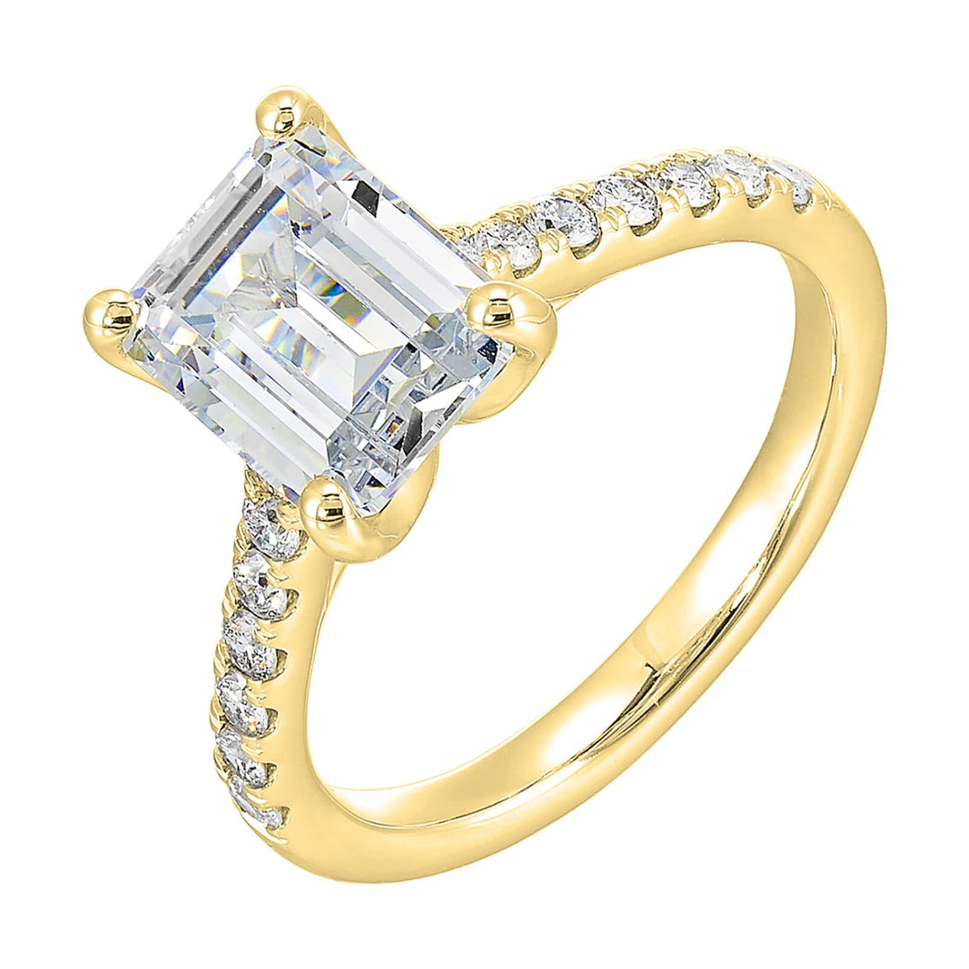14Kt Yellow Semi Mount 1/2Ctw For 3Ct Emerald Cut Center