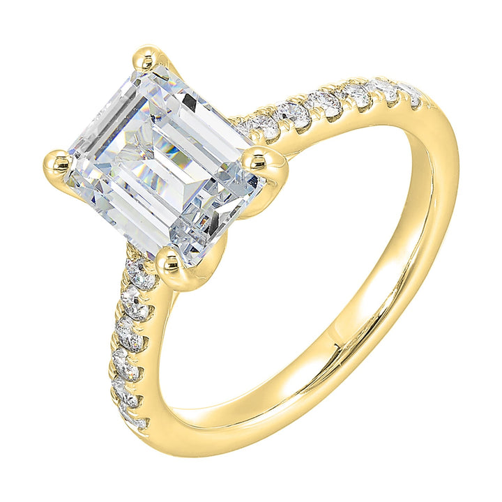 14Kt Yellow Semi Mount 1/2Ctw For 3Ct Emerald Cut Center