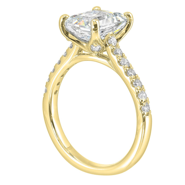 14Kt Yellow Semi Mount 1/2Ctw For 3Ct Emerald Cut Center