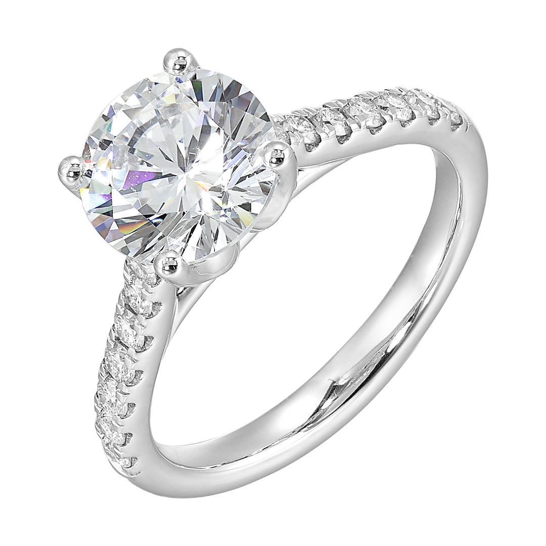 14Kt White Semi Mount 1/2Ctw For 2Ctw Round Center