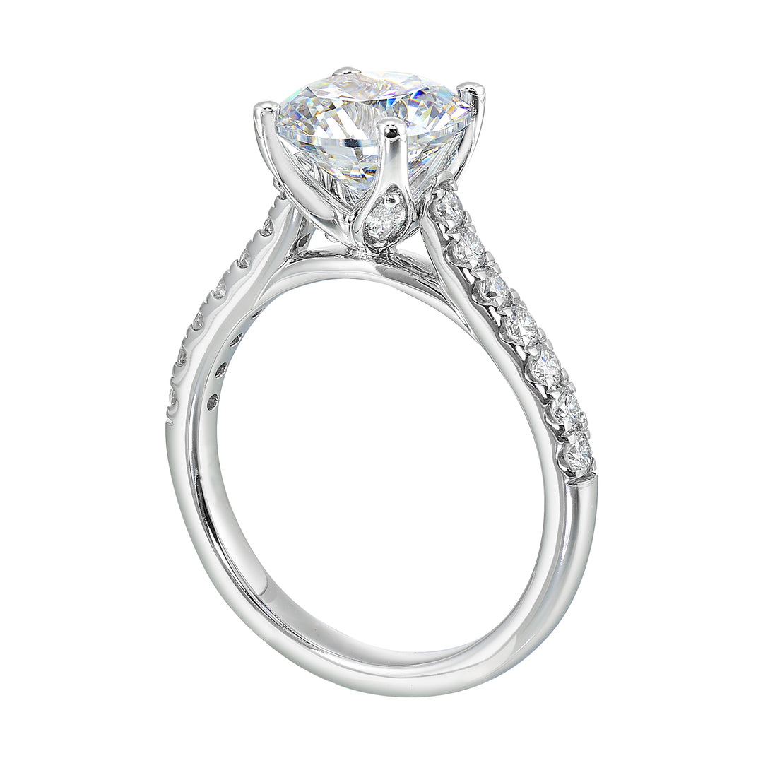 14Kt White Semi Mount 1/2Ctw For 2Ctw Round Center