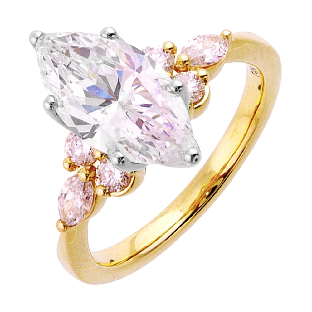 14Kt White Yellow Semi Mount 3/8Ctw For 2Ct Marquise Center