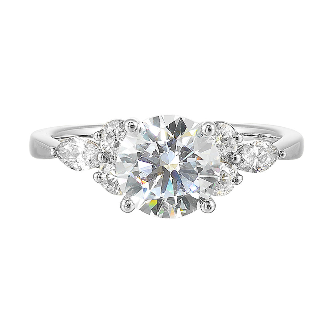 14Kt White Semi Mount 3/8Ctw For 1 1/2Ct Round Center