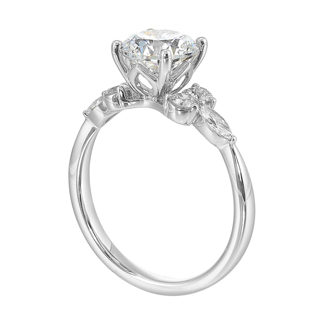 14Kt White Semi Mount 3/8Ctw For 1 1/2Ct Round Center
