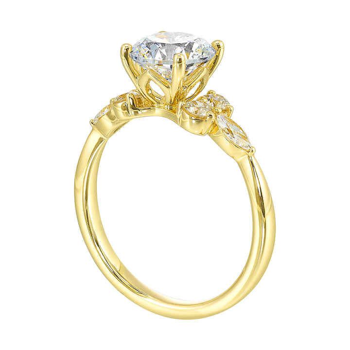 14Kt Yellow Semi Mount 3/8Ctw For 1 1/2Ct Round Center