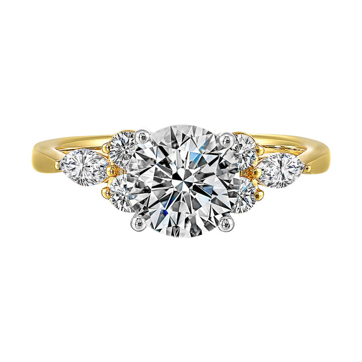 14Kt White Yellow Semi Mount 3/8Ctw For 1 1/2Ct Round Center
