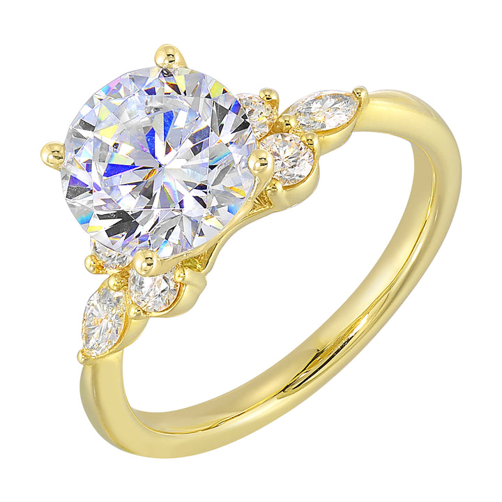14Kt Yellow Semi Mount 5/8Ctw For 2Ctw Round Center