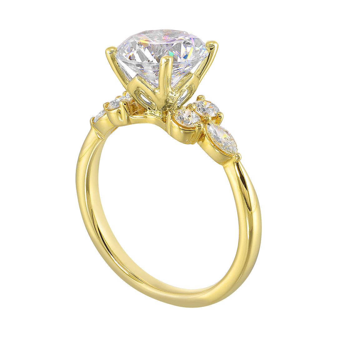 14Kt Yellow Semi Mount 5/8Ctw For 2Ctw Round Center