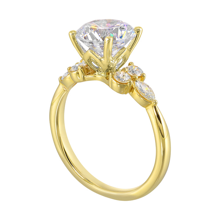 14Kt Yellow Semi Mount 5/8Ctw For 2Ctw Round Center