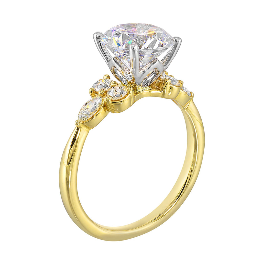 14Kt White Yellow Semi Mount 5/8Ctw For 2Ct Round Center
