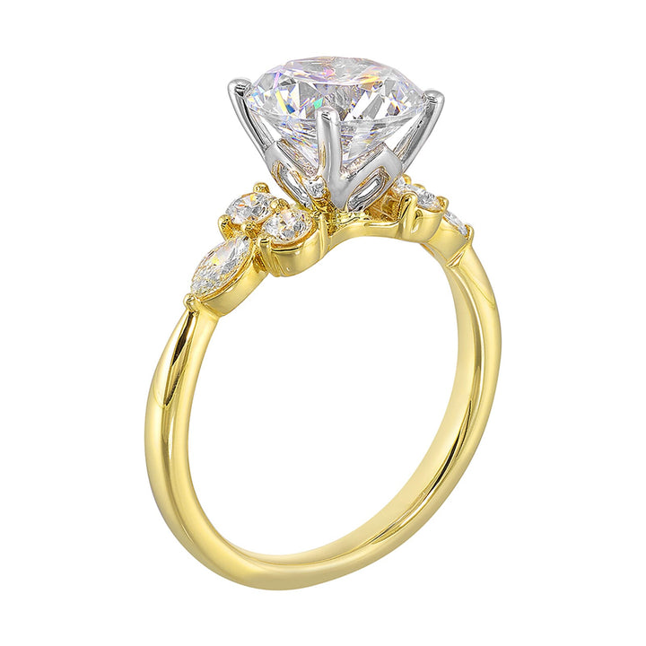 14Kt White Yellow Semi Mount 5/8Ctw For 2Ct Round Center