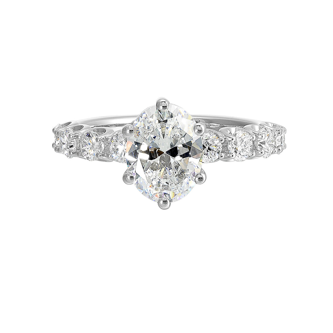 Redefine elegance with a breathtaking solitaire set alongside bigger, bolder diamonds on shank adding a touch of luxury and extra sparkle to your moments.