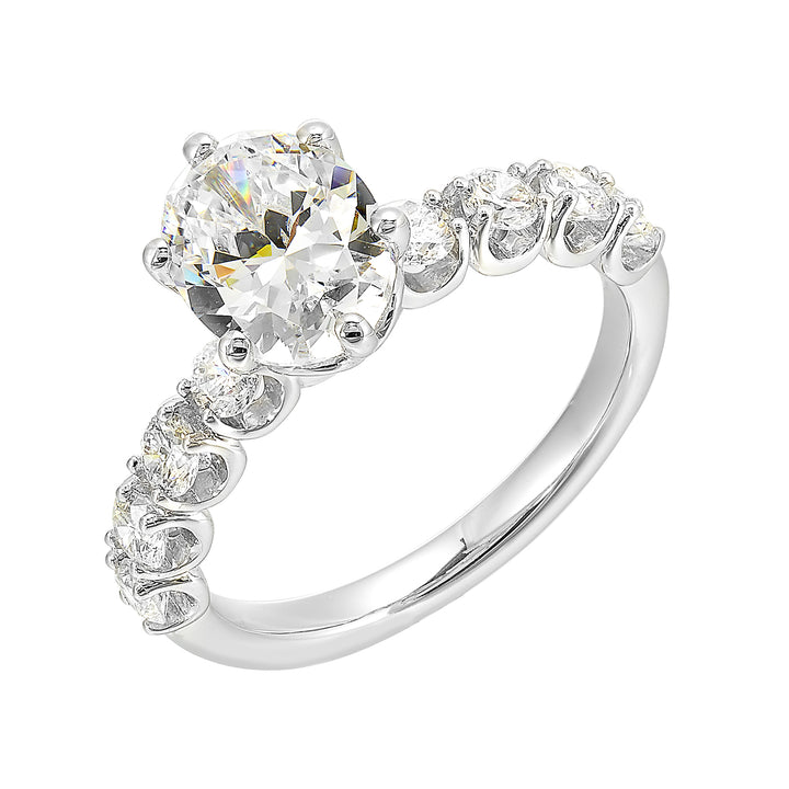 Redefine elegance with a breathtaking solitaire set alongside bigger, bolder diamonds on shank adding a touch of luxury and extra sparkle to your moments.