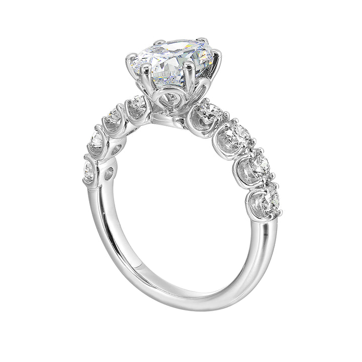 Redefine elegance with a breathtaking solitaire set alongside bigger, bolder diamonds on shank adding a touch of luxury and extra sparkle to your moments.
