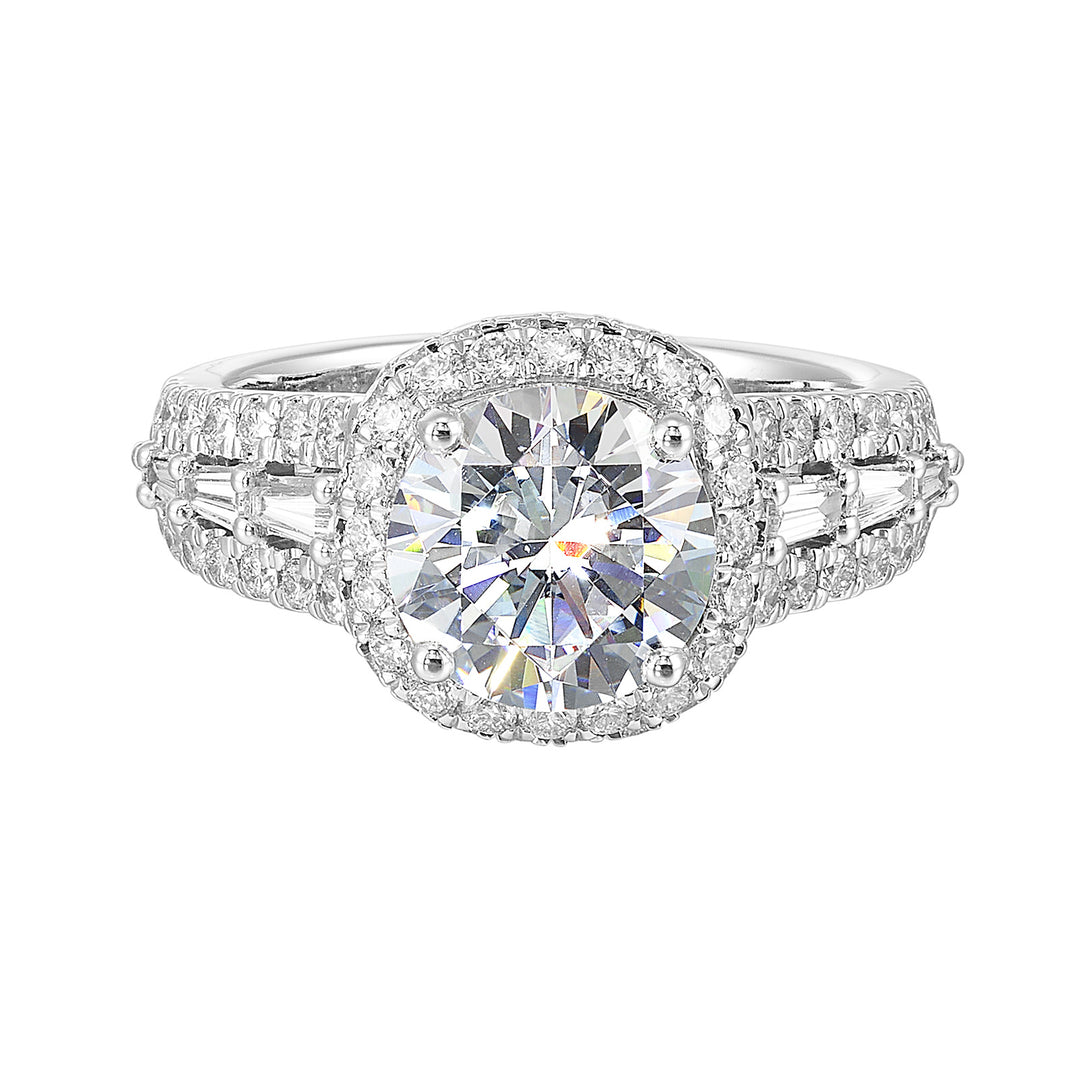 14Kt White Semi Mount 1 1/10Ctw For 2Ctw Round Center