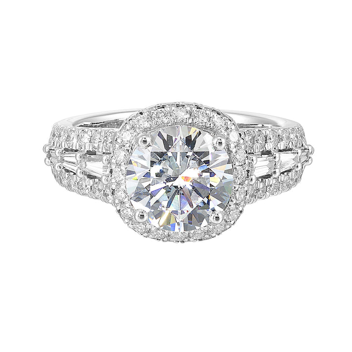 14Kt White Semi Mount 1 1/10Ctw For 2Ctw Round Center