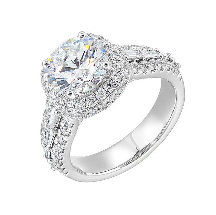 14Kt White Semi Mount 1 1/10Ctw For 2Ctw Round Center