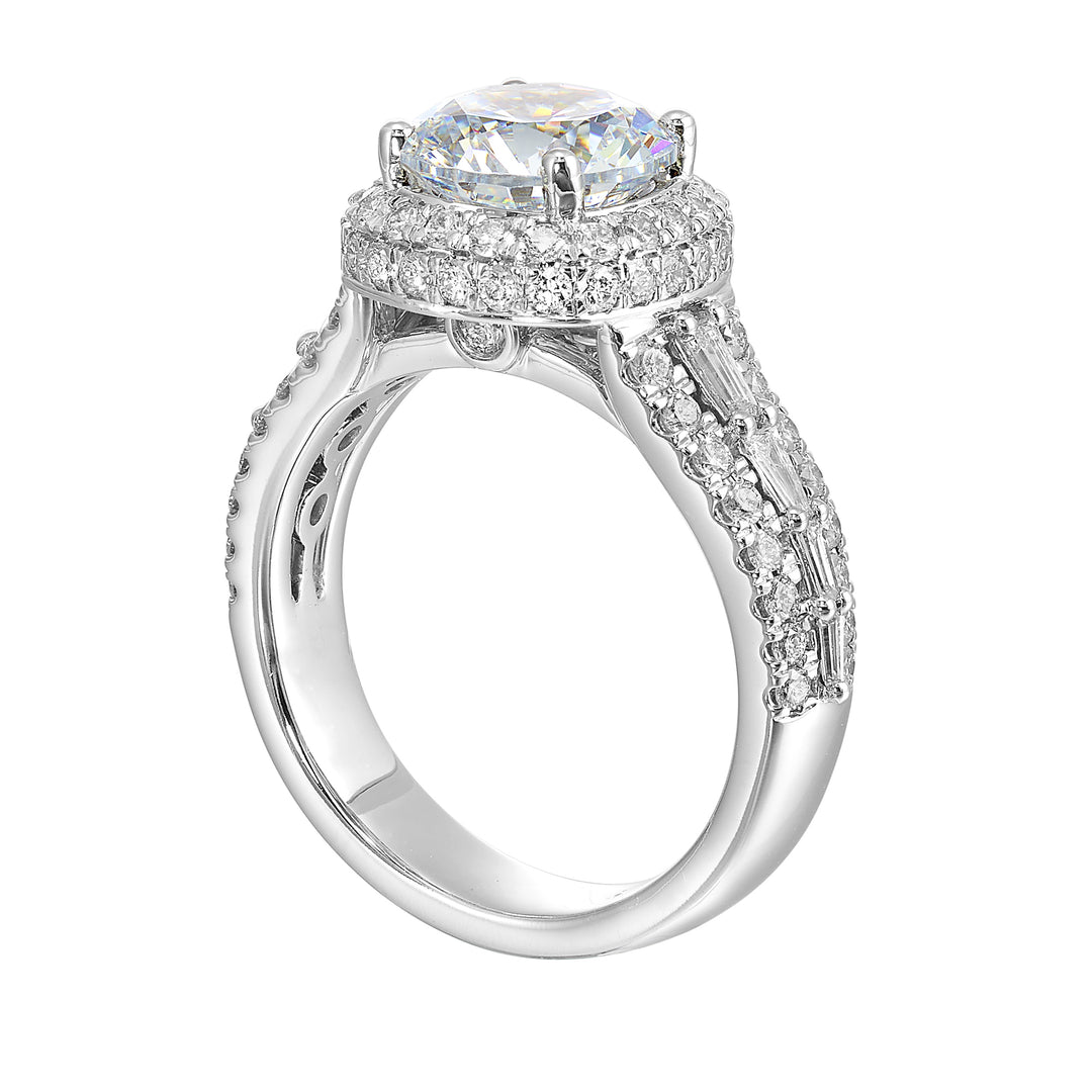 14Kt White Semi Mount 1 1/10Ctw For 2Ctw Round Center